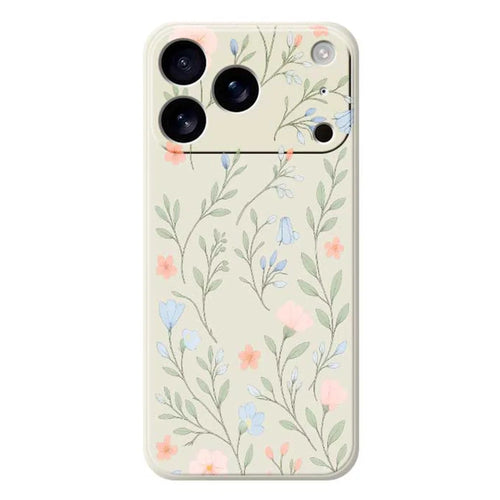 For iPhone 18 Pro Max / 17 Pro Max Case Pink Blue Flowers Pattern Printing Straight Edge TPU Phone Back Cover - Beige - 1
