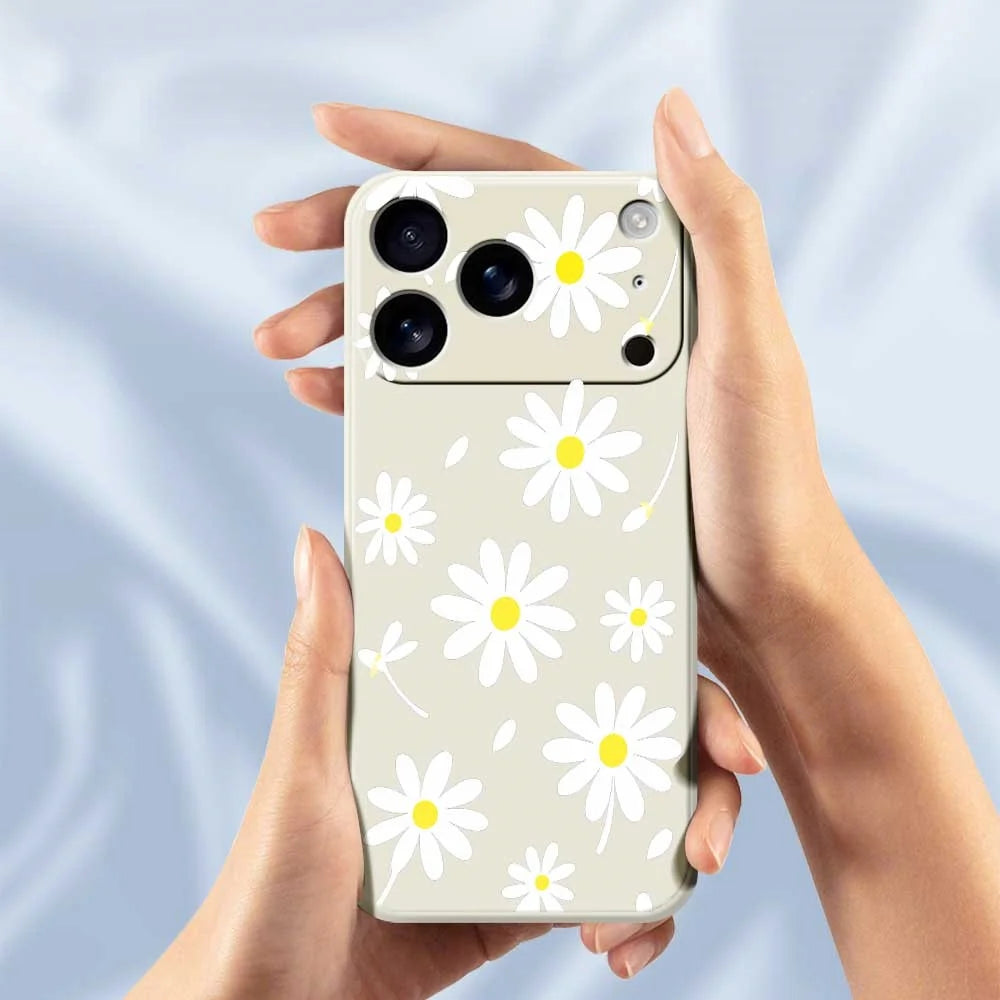 For iPhone 18 Pro Max / 17 Pro Max Case White Daisy Pattern Printing Straight Edge TPU Phone Back Cover - Beige - 6