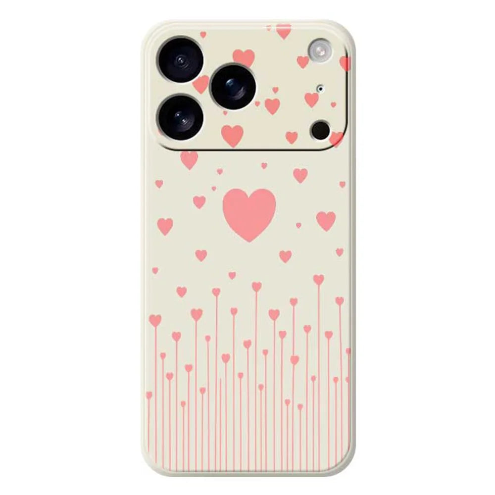 For iPhone 18 Pro Max / 17 Pro Max Case Pink Love Pattern Printing Straight Edge TPU Phone Back Cover - Beige - 1
