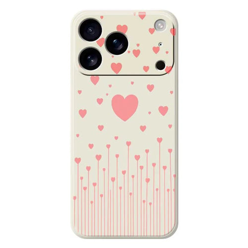 For iPhone 18 Pro Max / 17 Pro Max Case Pink Love Pattern Printing Straight Edge TPU Phone Back Cover - Beige - 1