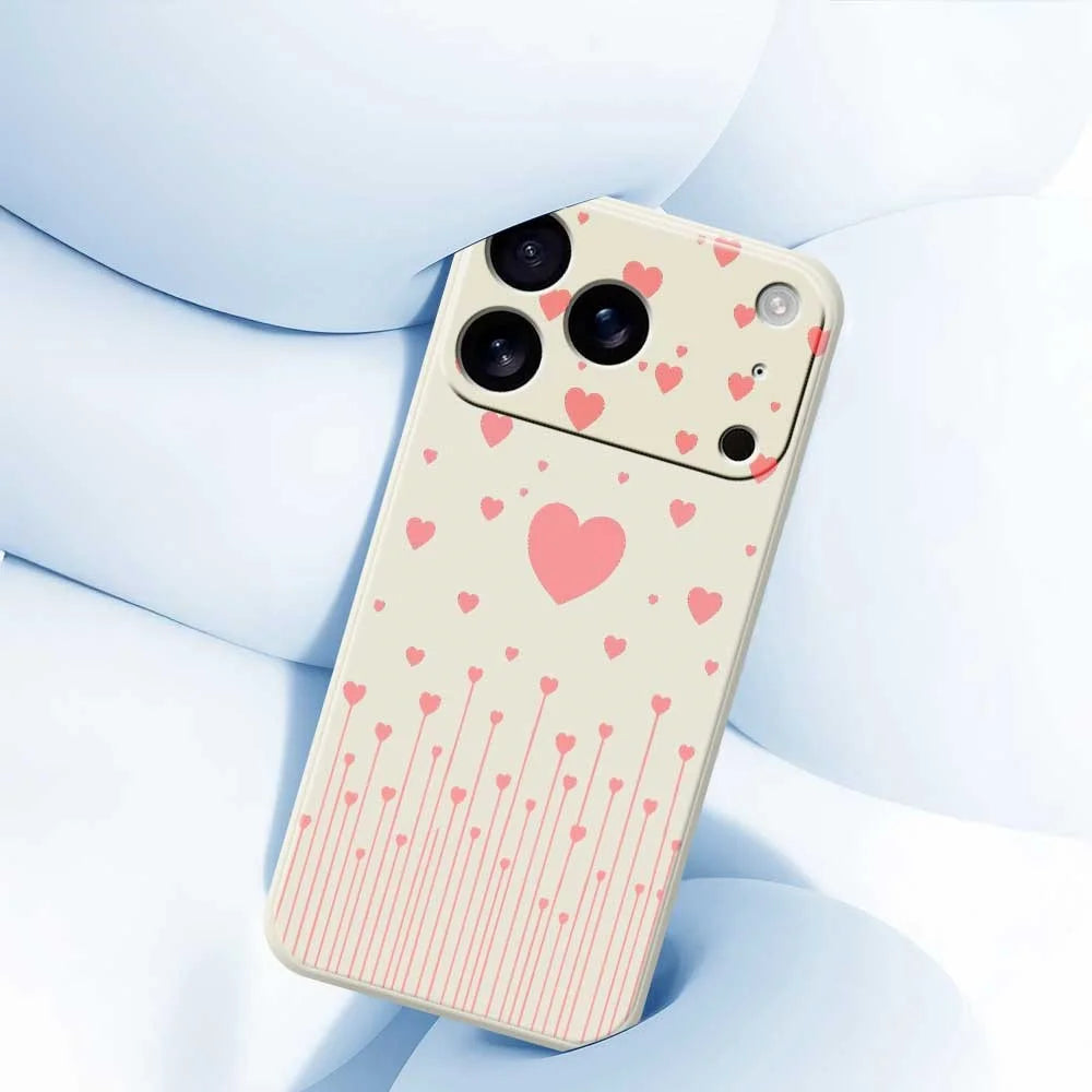 For iPhone 18 Pro Max / 17 Pro Max Case Pink Love Pattern Printing Straight Edge TPU Phone Back Cover - Beige - 5
