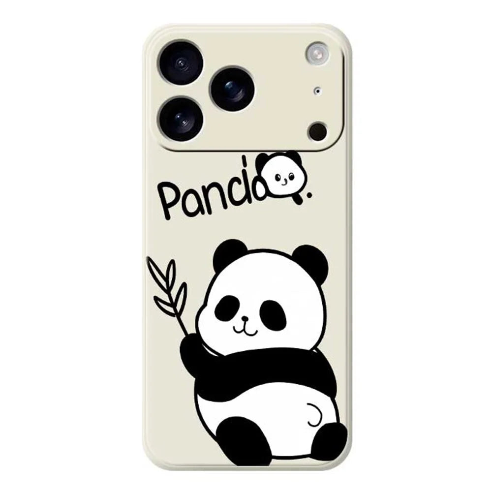 For iPhone 18 Pro Max / 17 Pro Max Case Panda Pattern Printing Straight Edge TPU Phone Back Cover - Beige - 1