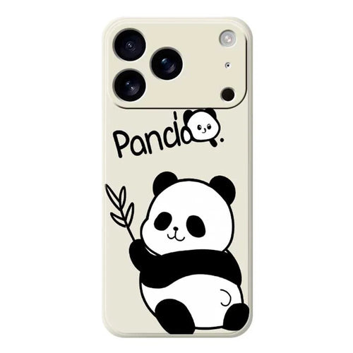 For iPhone 18 Pro Max / 17 Pro Max Case Panda Pattern Printing Straight Edge TPU Phone Back Cover - Beige - 1