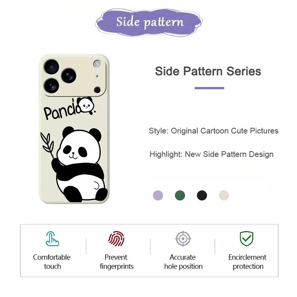 For iPhone 18 Pro Max / 17 Pro Max Case Panda Pattern Printing Straight Edge TPU Phone Back Cover - Beige - 2
