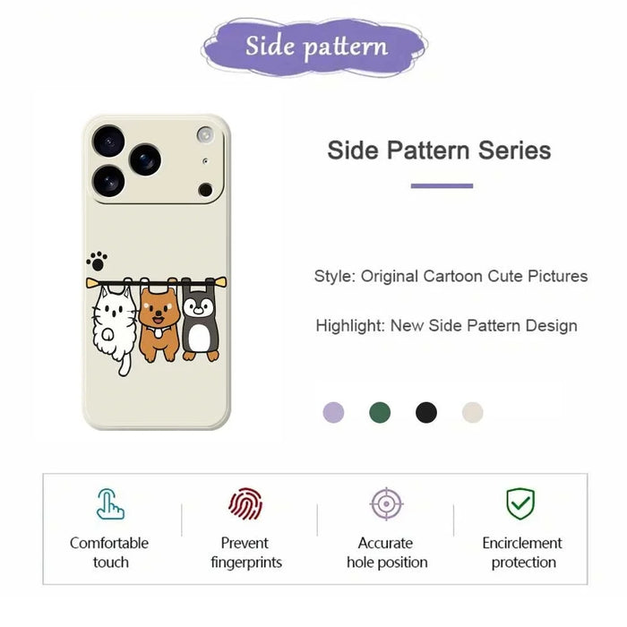 For iPhone 18 Pro Max / 17 Pro Max Case Three Animal Dolls Pattern Printing Straight Edge TPU Phone Back Cover - Beige - 2
