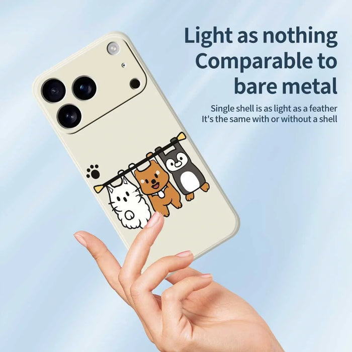 For iPhone 18 Pro Max / 17 Pro Max Case Three Animal Dolls Pattern Printing Straight Edge TPU Phone Back Cover - Beige - 4