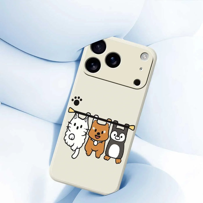 For iPhone 18 Pro Max / 17 Pro Max Case Three Animal Dolls Pattern Printing Straight Edge TPU Phone Back Cover - Beige - 5