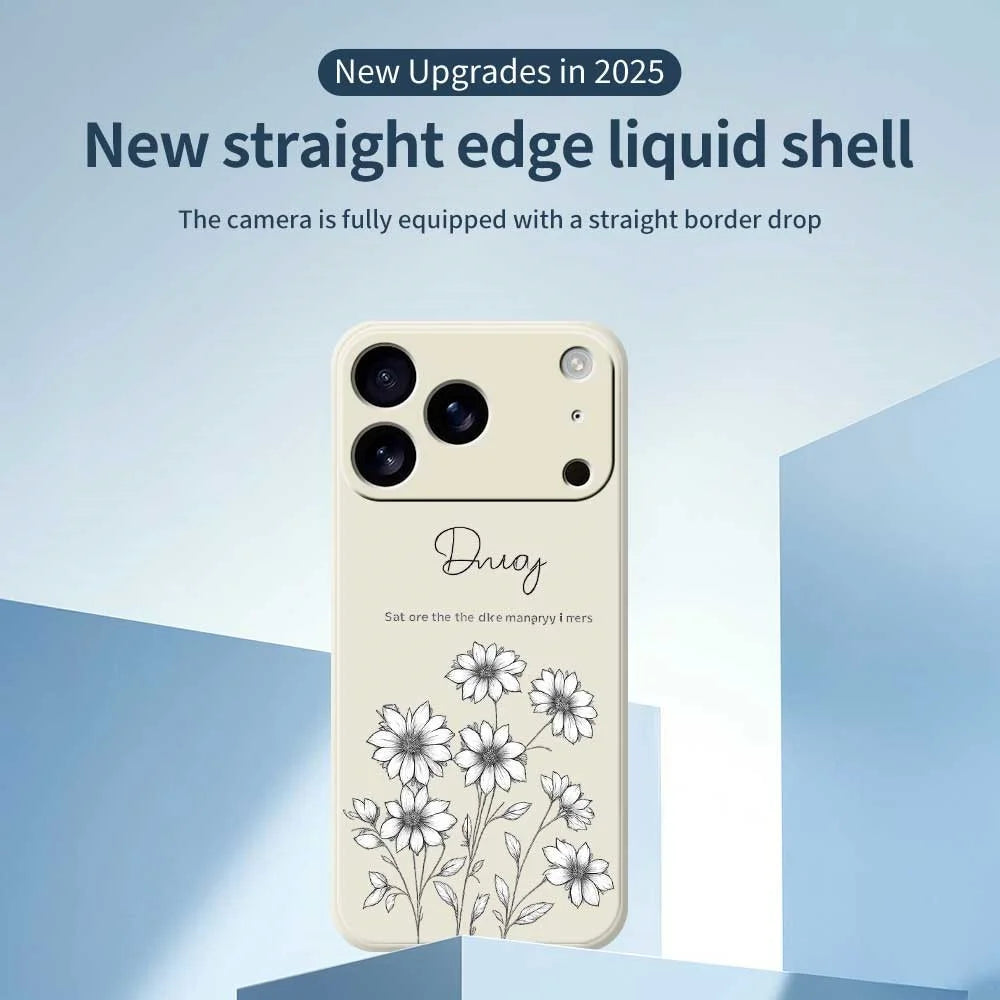 For iPhone 18 Pro Max / 17 Pro Max Case Sketch Flowers Pattern Printing Straight Edge TPU Phone Back Cover - Beige - 3