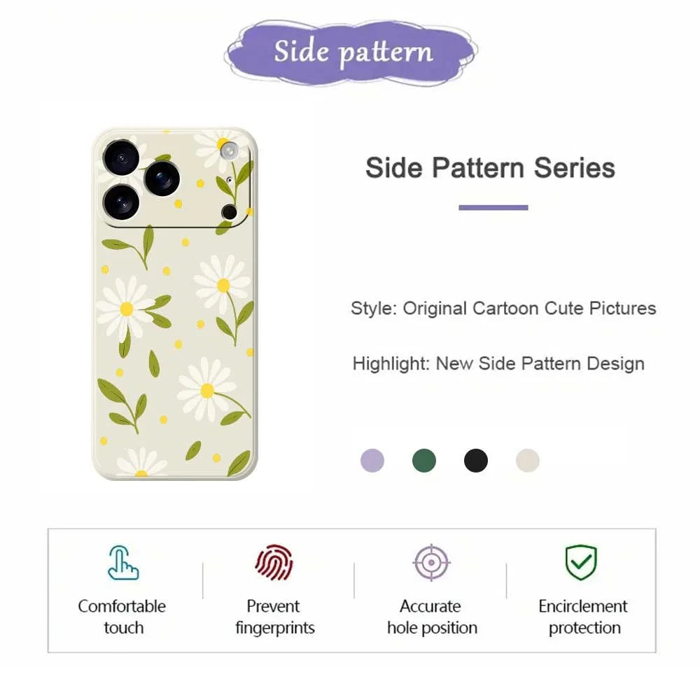 For iPhone 18 Pro Max / 17 Pro Max Case White Flowers Green Leaves Pattern Printing Straight Edge TPU Phone Back Cover - Beige - 2