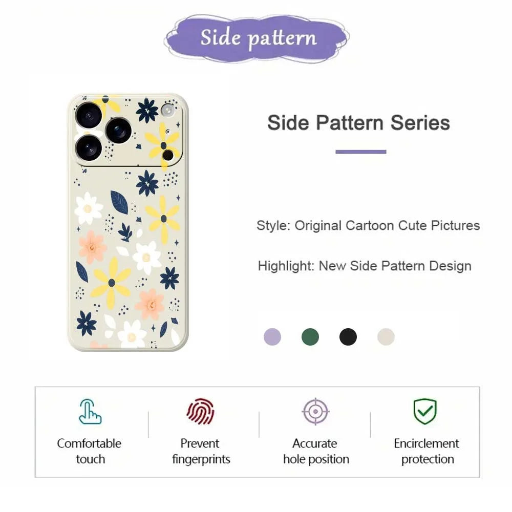 For iPhone 18 Pro Max / 17 Pro Max Case Colorful Floral Blue Leaves Pattern Printing Straight Edge TPU Phone Back Cover - Beige - 2