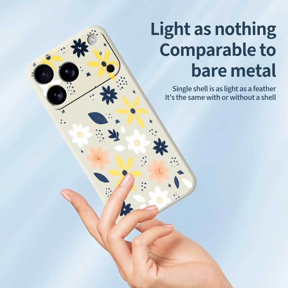 For iPhone 18 Pro Max / 17 Pro Max Case Colorful Floral Blue Leaves Pattern Printing Straight Edge TPU Phone Back Cover - Beige - 4