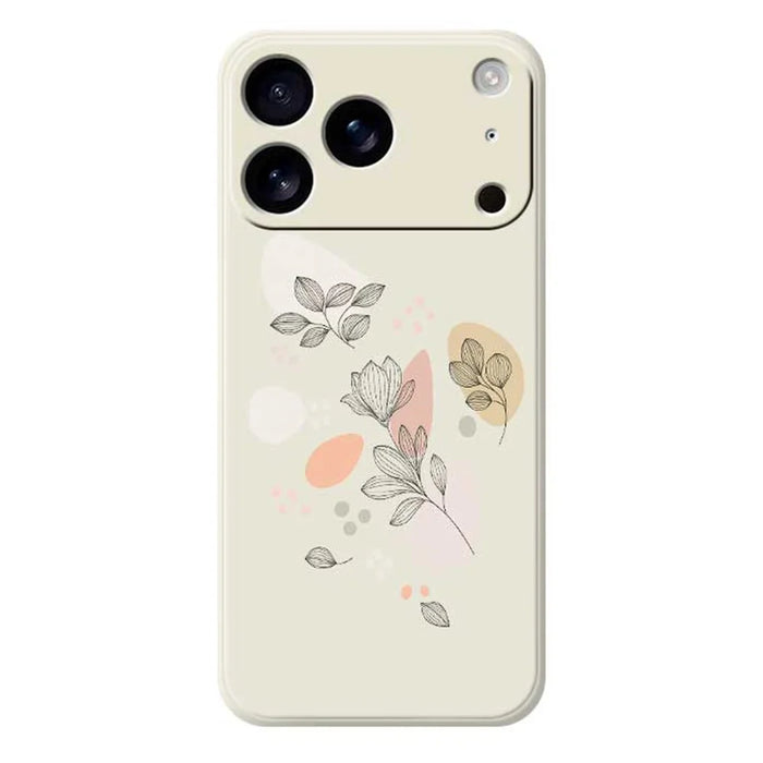 For iPhone 18 Pro Max / 17 Pro Max Case Sketch Leaves Pattern Printing Straight Edge TPU Phone Back Cover - Beige - 1