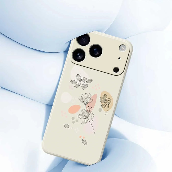 For iPhone 18 Pro Max / 17 Pro Max Case Sketch Leaves Pattern Printing Straight Edge TPU Phone Back Cover - Beige - 5