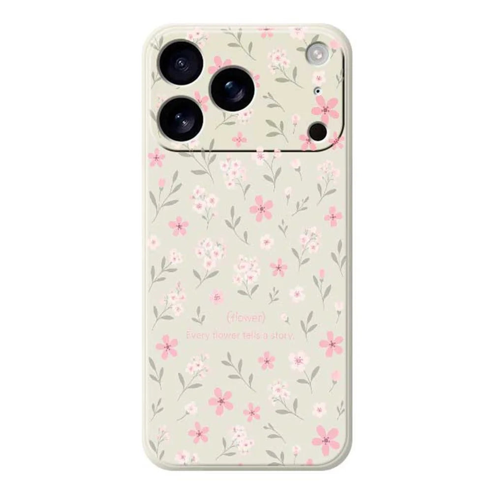 For iPhone 18 Pro Max / 17 Pro Max Case Small Flower Pattern Printing Straight Edge TPU Phone Back Cover - Beige - 1