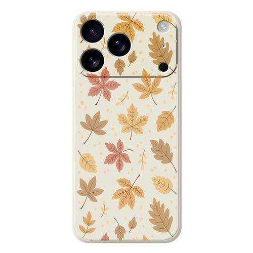 For iPhone 18 Pro Max / 17 Pro Max Case Leaves Pattern Printing Straight Edge TPU Phone Back Cover - Beige - 1