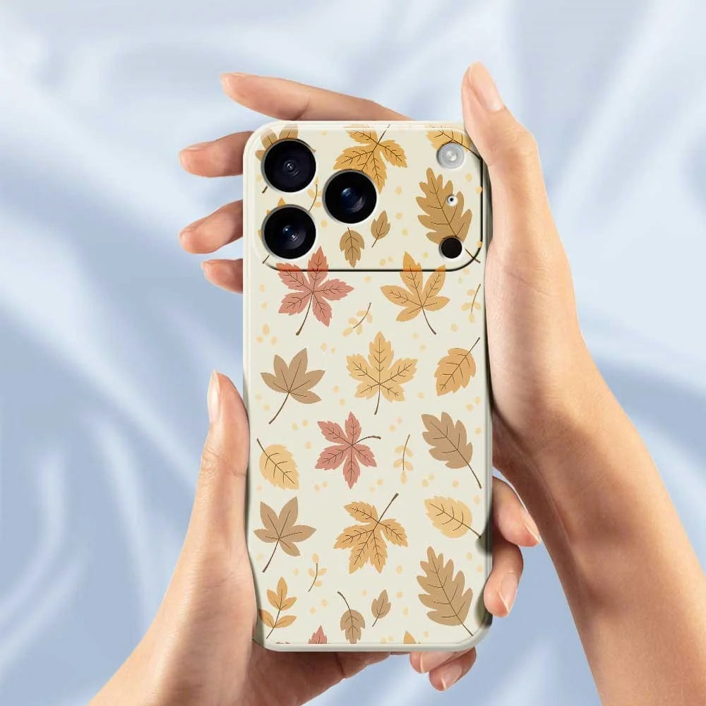For iPhone 18 Pro Max / 17 Pro Max Case Leaves Pattern Printing Straight Edge TPU Phone Back Cover - Beige - 6