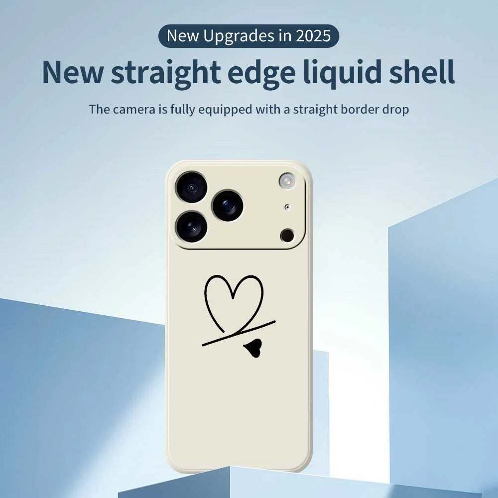 For iPhone 18 Pro Max / 17 Pro Max Case Black Love Pattern Printing Straight Edge TPU Phone Back Cover - Beige - 3