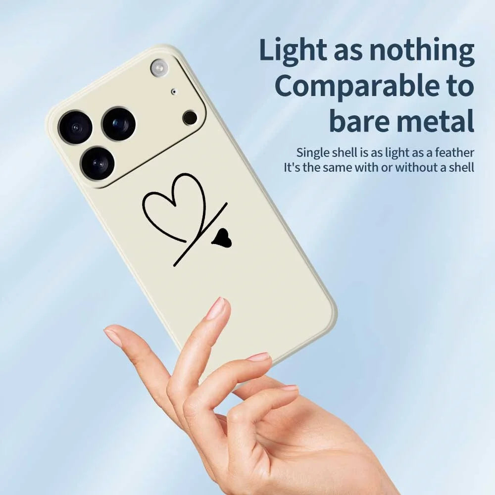 For iPhone 18 Pro Max / 17 Pro Max Case Black Love Pattern Printing Straight Edge TPU Phone Back Cover - Beige - 4