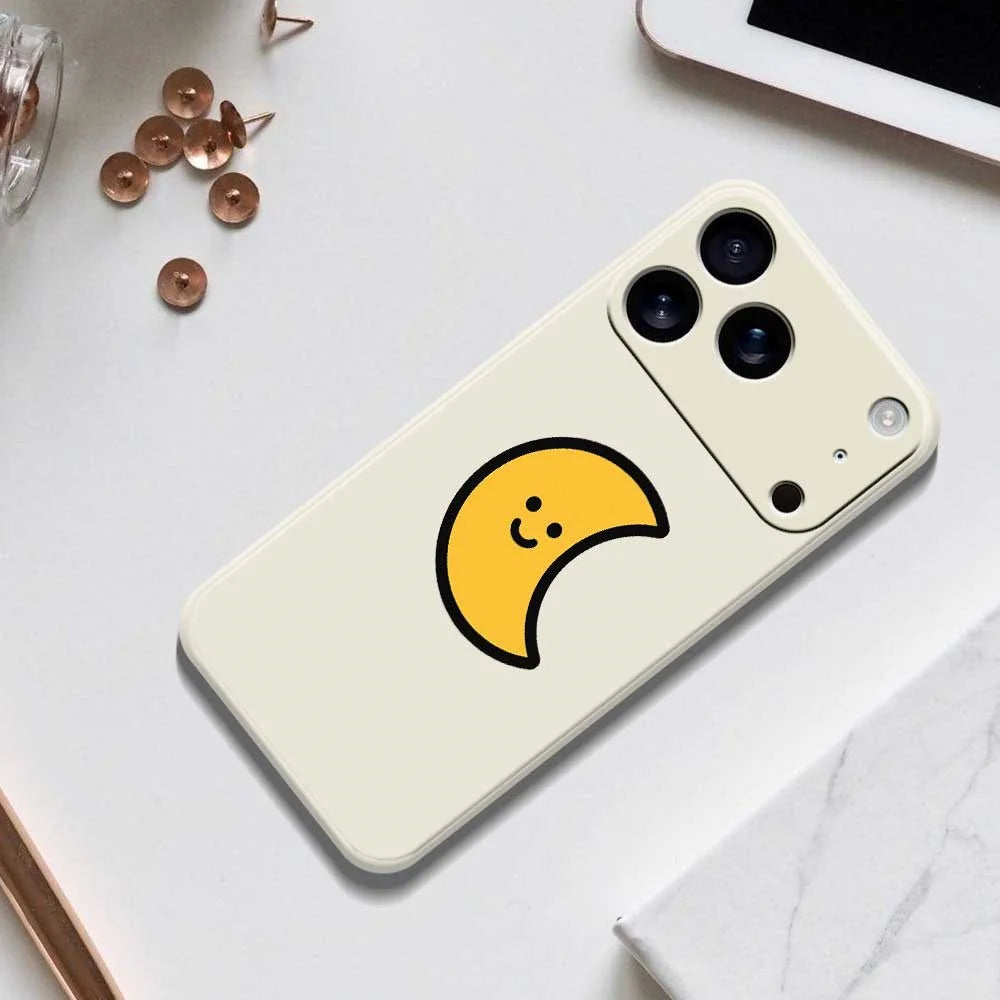 For iPhone 18 Pro Max / 17 Pro Max Case Yellow Moon Pattern Printing Straight Edge TPU Phone Back Cover - Beige - 6