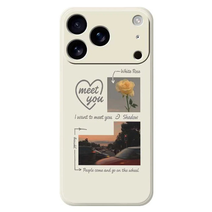 For iPhone 18 Pro Max / 17 Pro Max Case Meet You Photo Pattern Printing Straight Edge TPU Phone Back Cover - Beige - 1
