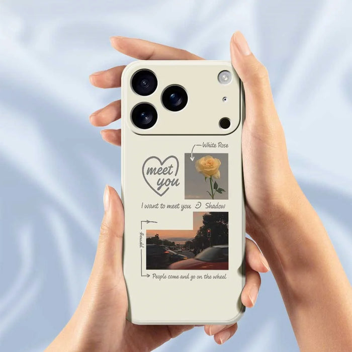 For iPhone 18 Pro Max / 17 Pro Max Case Meet You Photo Pattern Printing Straight Edge TPU Phone Back Cover - Beige - 4