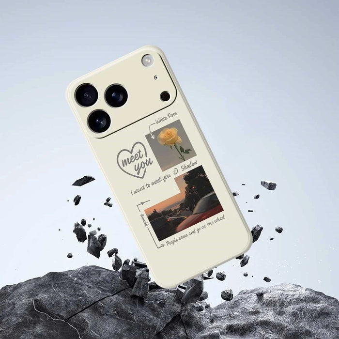 For iPhone 18 Pro Max / 17 Pro Max Case Meet You Photo Pattern Printing Straight Edge TPU Phone Back Cover - Beige - 5