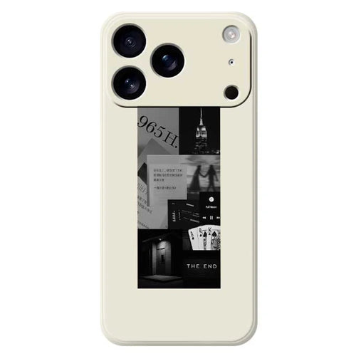 For iPhone 18 Pro Max / 17 Pro Max Case Stitching Photos Pattern Printing Straight Edge TPU Phone Back Cover - Beige - 1