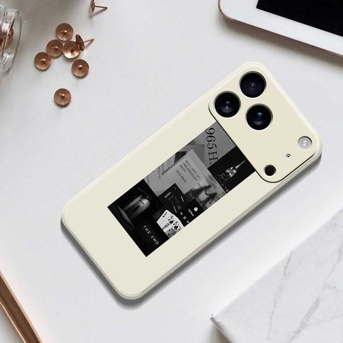 For iPhone 18 Pro Max / 17 Pro Max Case Stitching Photos Pattern Printing Straight Edge TPU Phone Back Cover - Beige - 6