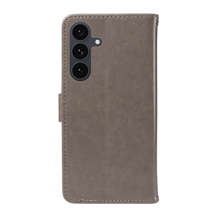 For Samsung Galaxy S25 FE Leather Wallet Case Cat Bee Pattern Phone Cover Stand - Grey - 7