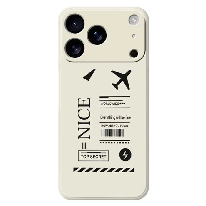 For iPhone 18 Pro Max / 17 Pro Max Case Boarding Ticket Pattern Printing Straight Edge TPU Phone Back Cover - Beige - 1