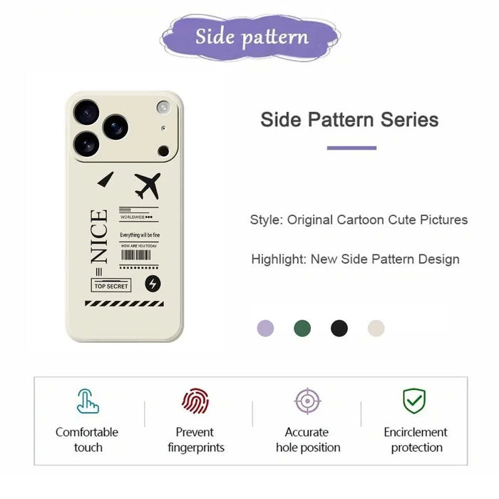 For iPhone 18 Pro Max / 17 Pro Max Case Boarding Ticket Pattern Printing Straight Edge TPU Phone Back Cover - Beige - 7