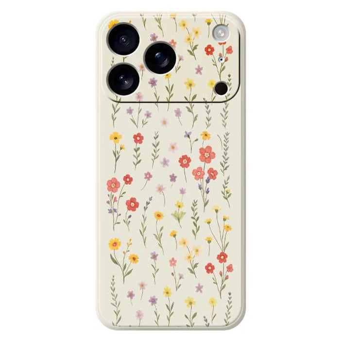 For iPhone 18 Pro Max / 17 Pro Max Case Flowers and Grass Pattern Printing Straight Edge TPU Phone Back Cover - Beige - 1