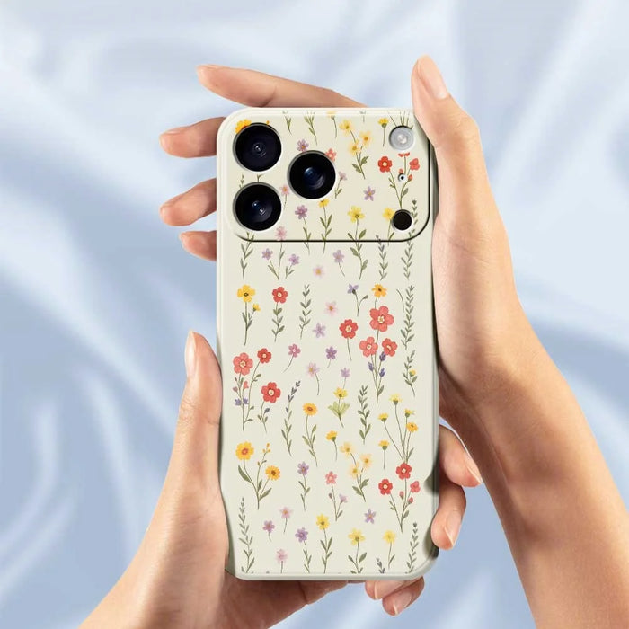 For iPhone 18 Pro Max / 17 Pro Max Case Flowers and Grass Pattern Printing Straight Edge TPU Phone Back Cover - Beige - 4