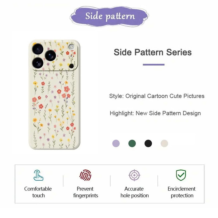 For iPhone 18 Pro Max / 17 Pro Max Case Flowers and Grass Pattern Printing Straight Edge TPU Phone Back Cover - Beige - 7
