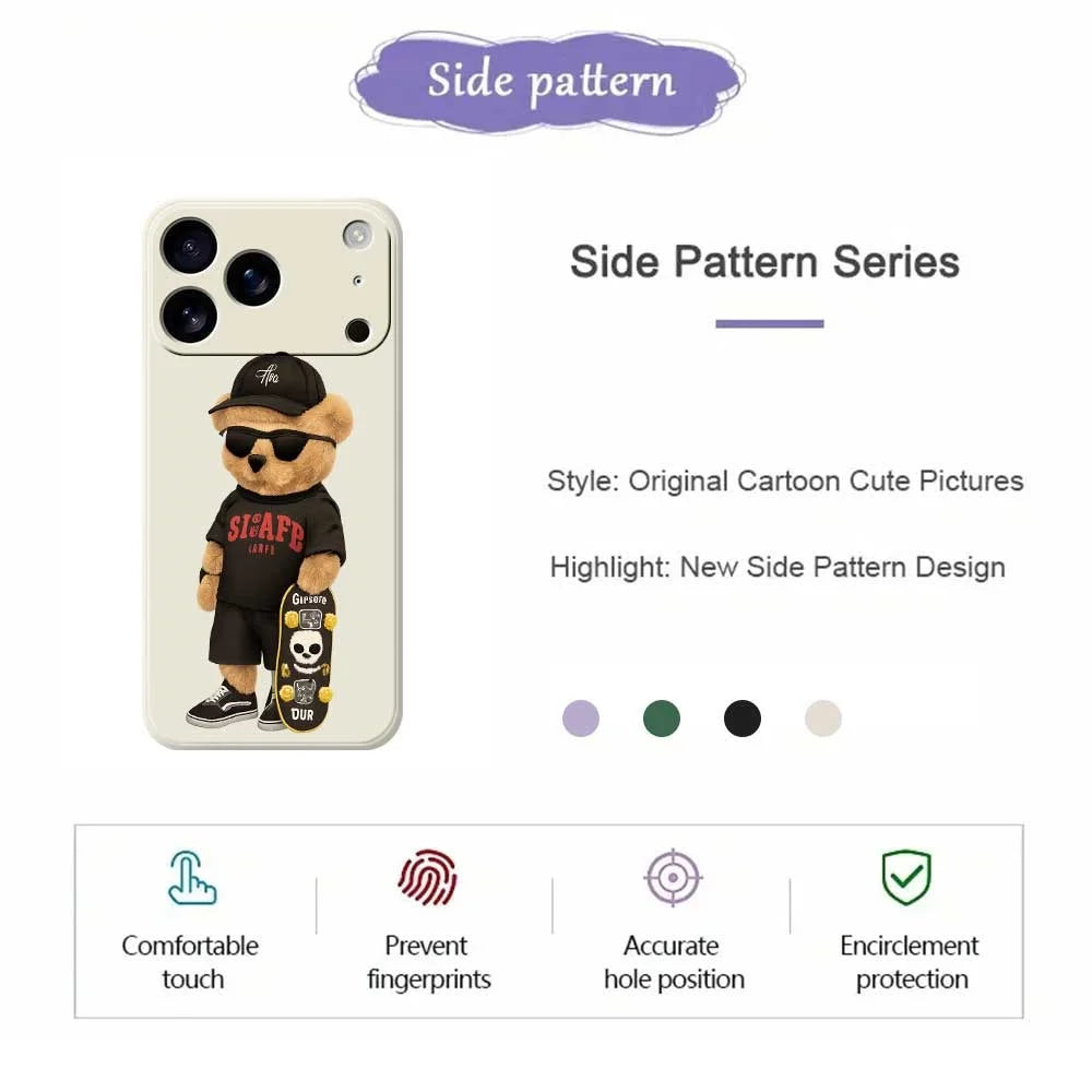 For iPhone 18 Pro Max / 17 Pro Max Case Cool Bear Pattern Printing Straight Edge TPU Phone Back Cover - Beige - 2