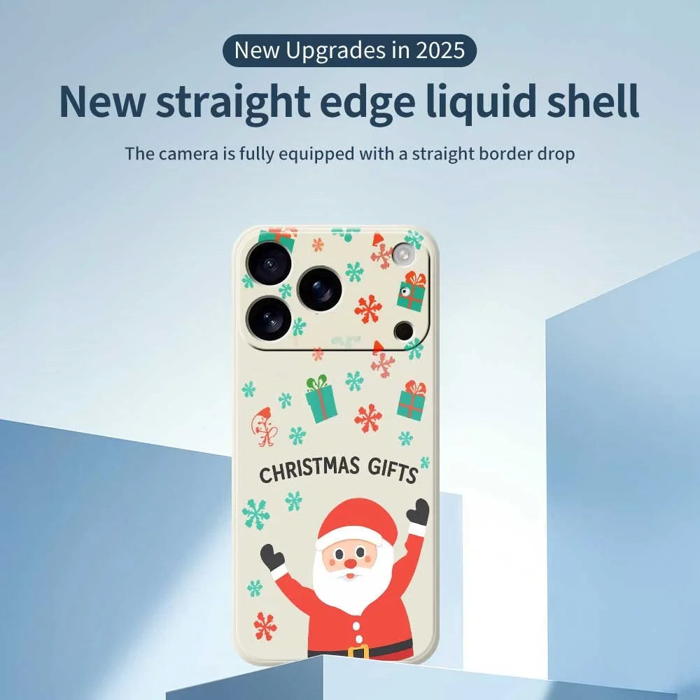For iPhone 18 Pro / 17 Pro Case Christmas Gifts Pattern Printing Straight Edge TPU Phone Back Cover - Beige - 3