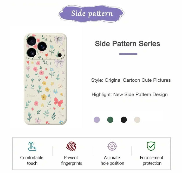 For iPhone 18 Pro / 17 Pro Case Floral Bow Pattern Printing Straight Edge TPU Phone Back Cover - Beige - 2