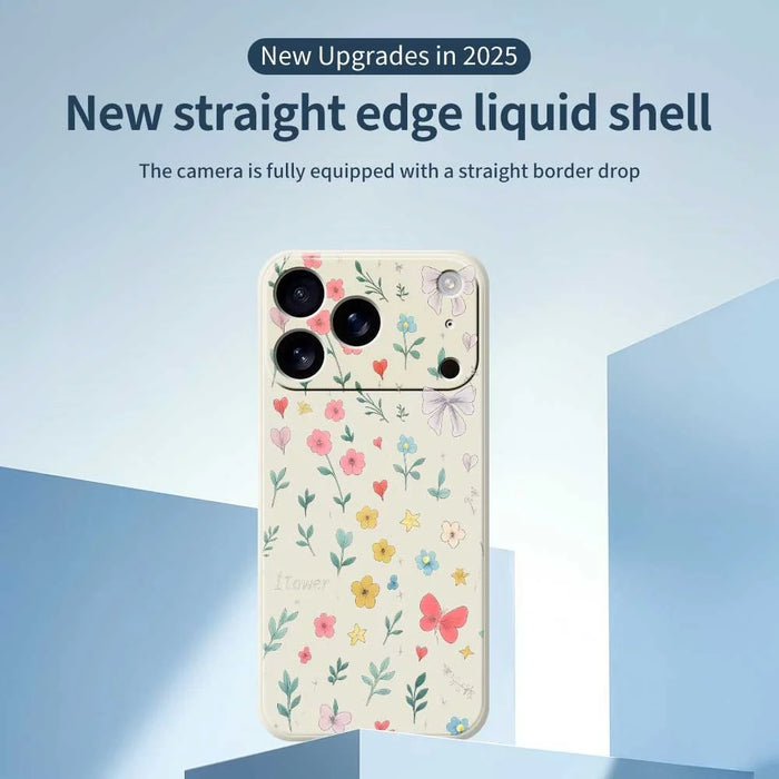 For iPhone 18 Pro / 17 Pro Case Floral Bow Pattern Printing Straight Edge TPU Phone Back Cover - Beige - 3