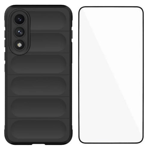 WANLONFENG For OnePlus Ace 5 Ultra 5G / OnePlus Nord 5 5G TPU Case  HD Series Anti Slip Phone Cover with Tempered Glass - Black - 1