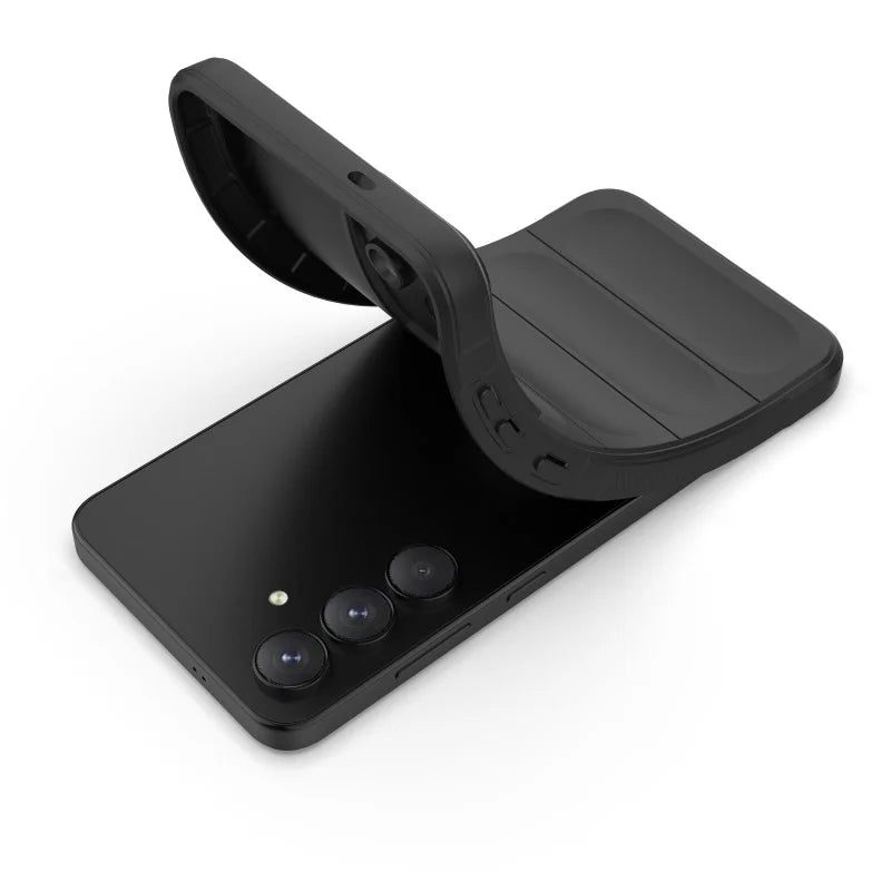 WANLONFENG For Samsung Galaxy S25 FE TPU Case  HD Series Anti Slip Phone Cover with Tempered Glass - Black - 4