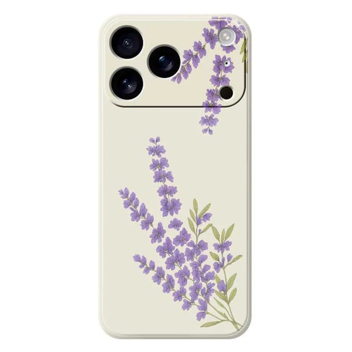 For iPhone 18 Pro / 17 Pro Case Lavender Pattern Printing Straight Edge TPU Phone Back Cover - Beige - 1
