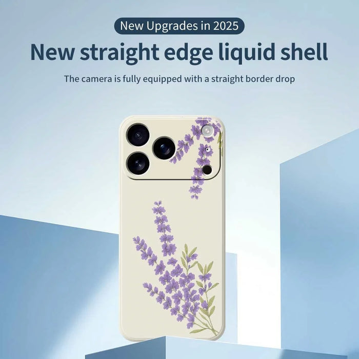 For iPhone 18 Pro / 17 Pro Case Lavender Pattern Printing Straight Edge TPU Phone Back Cover - Beige - 3