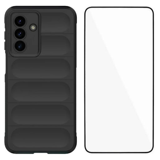 WANLONFENG For Samsung Galaxy A17 5G / A17 4G TPU Case  HD Series Anti Slip Phone Cover with Tempered Glass - Black - 1