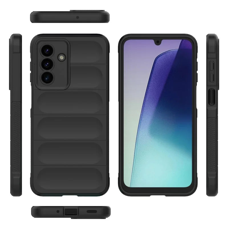 WANLONFENG For Samsung Galaxy A17 5G / A17 4G TPU Case  HD Series Anti Slip Phone Cover with Tempered Glass - Black - 5