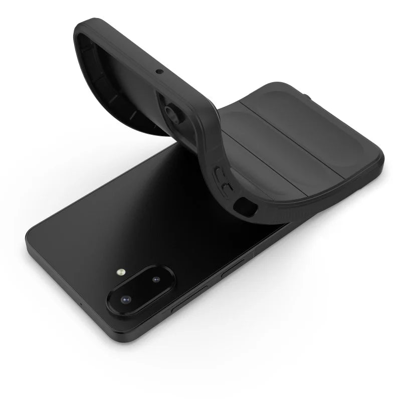 WANLONFENG For Samsung Galaxy A08 4G / A07 4G TPU Case  HD Series Anti Slip Phone Cover with Tempered Glass - Black - 4