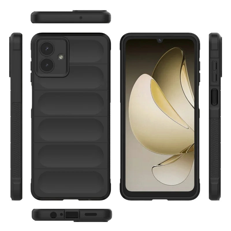 WANLONFENG For Samsung Galaxy A08 4G / A07 4G TPU Case  HD Series Anti Slip Phone Cover with Tempered Glass - Black - 5
