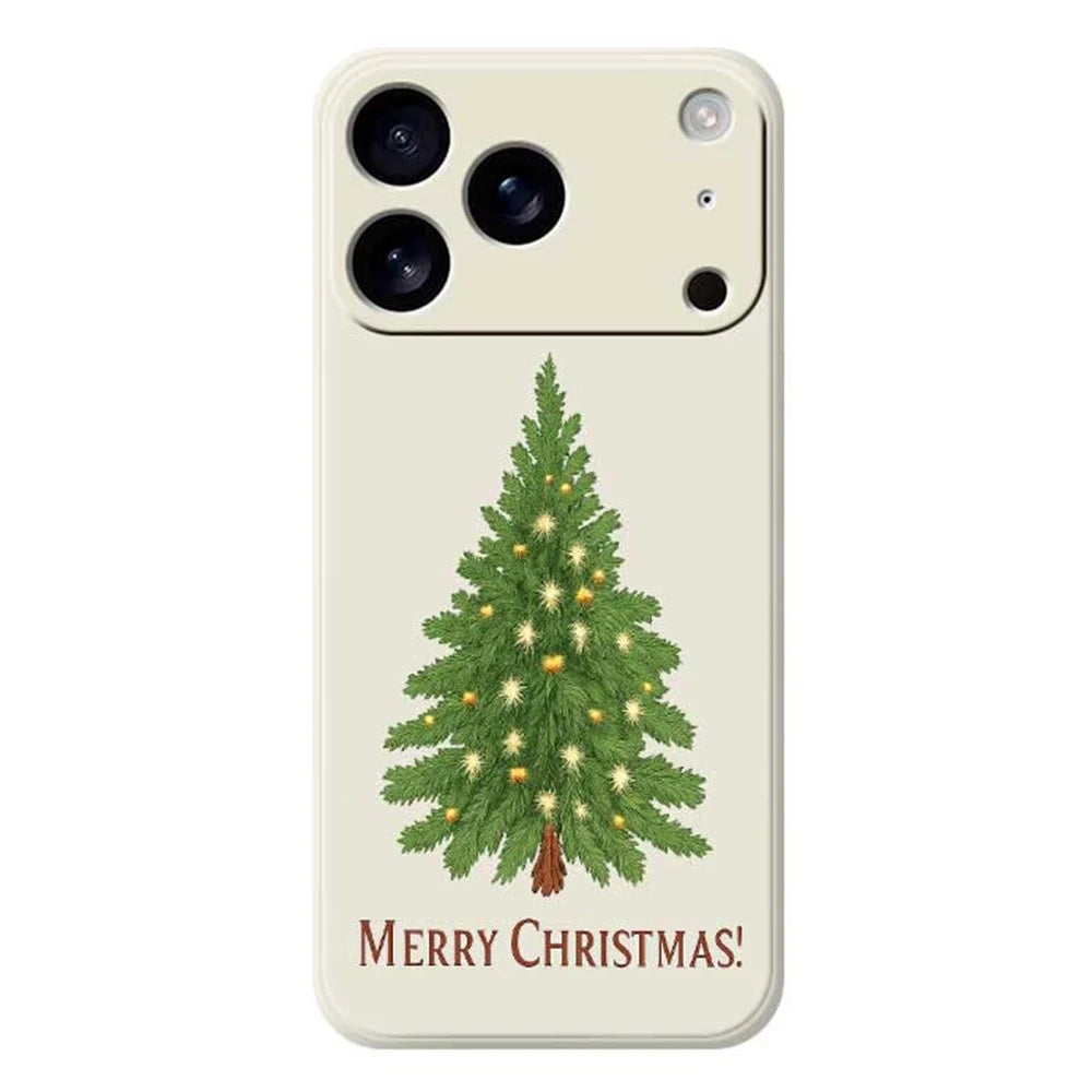 For iPhone 18 Pro / 17 Pro Case Christmas Tree Pattern Printing Straight Edge TPU Phone Back Cover - Beige - 1