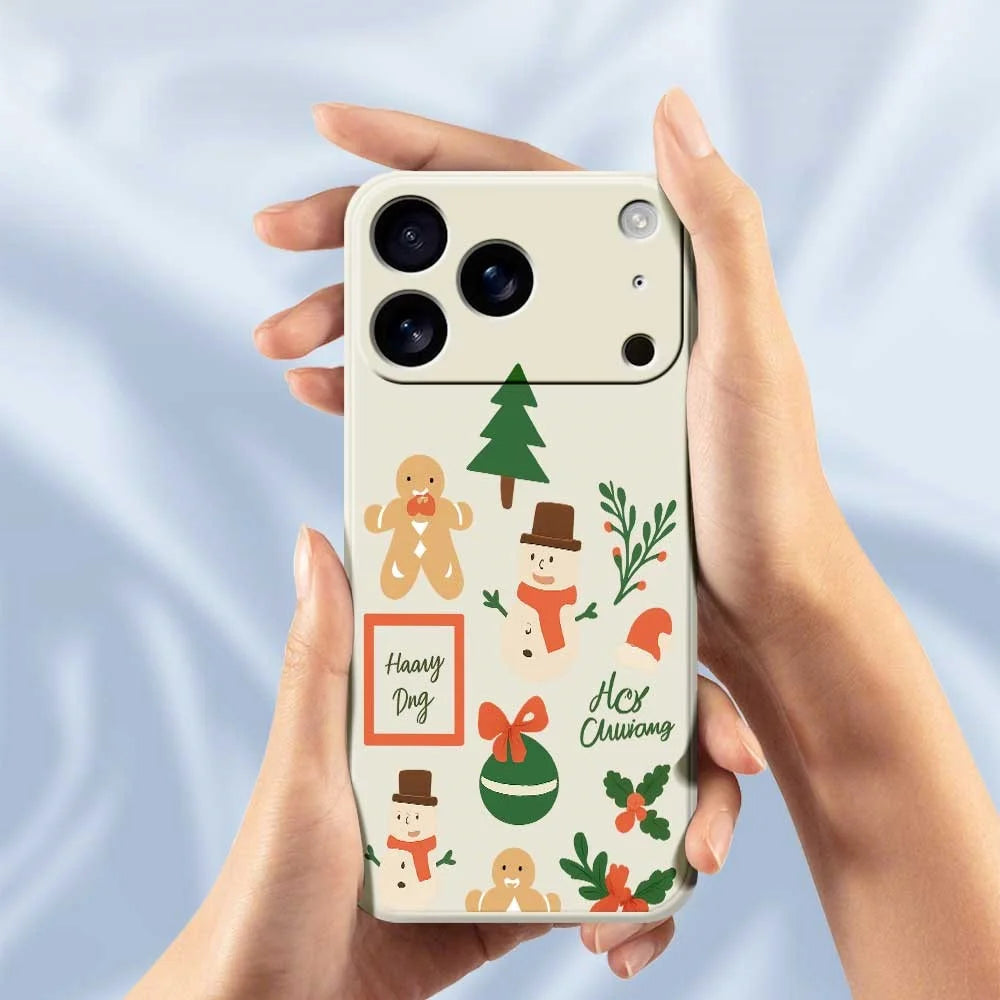 For iPhone 18 Pro / 17 Pro Case Christmas Snowman Pattern Printing Straight Edge TPU Phone Back Cover - Beige - 6