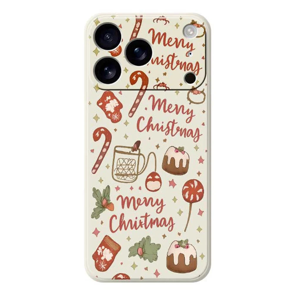 For iPhone 18 Pro / 17 Pro Case Merry Christmas Pattern Printing Straight Edge TPU Phone Back Cover - Beige - 1