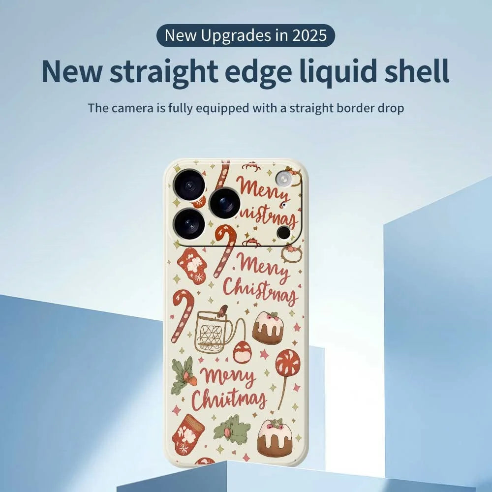 For iPhone 18 Pro / 17 Pro Case Merry Christmas Pattern Printing Straight Edge TPU Phone Back Cover - Beige - 3